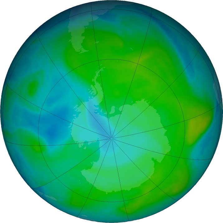 Antarctic ozone map for 03 January 2017